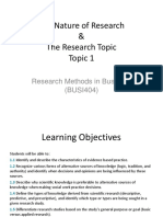 Topic 1 - The Nature of Research