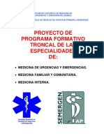 Proyecto Troncal de La Especialidad de Medicina de Urgencias y Emergencias