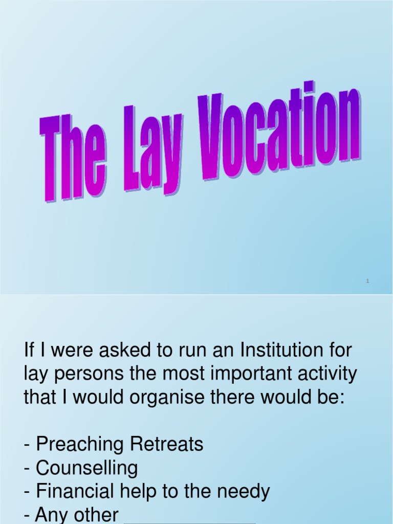 Understanding the Lay Vocation in Christianity | PDF | Laity | Catholic ...