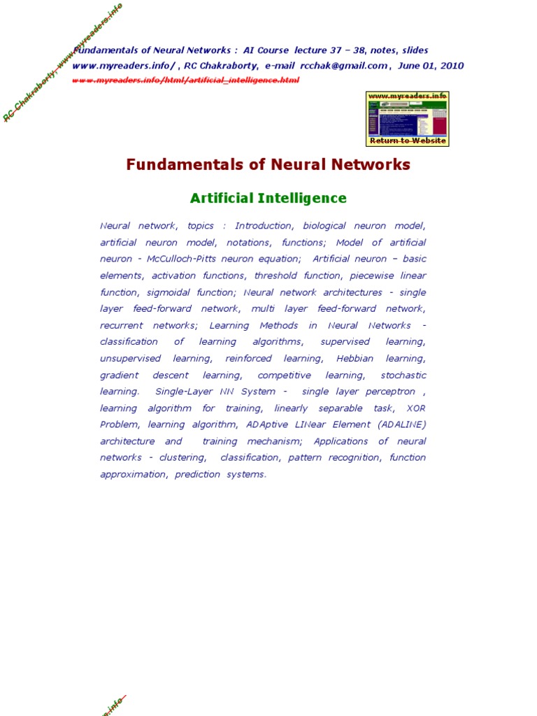 Fundamentals of Neural Networks: Artificial Intelligence | PDF | Axon ...
