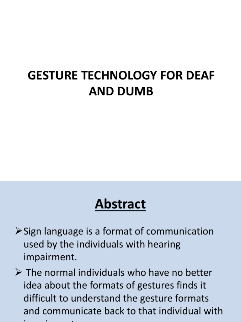 Gesture Recognition for Deaf Communication | PDF | Sign Language ...