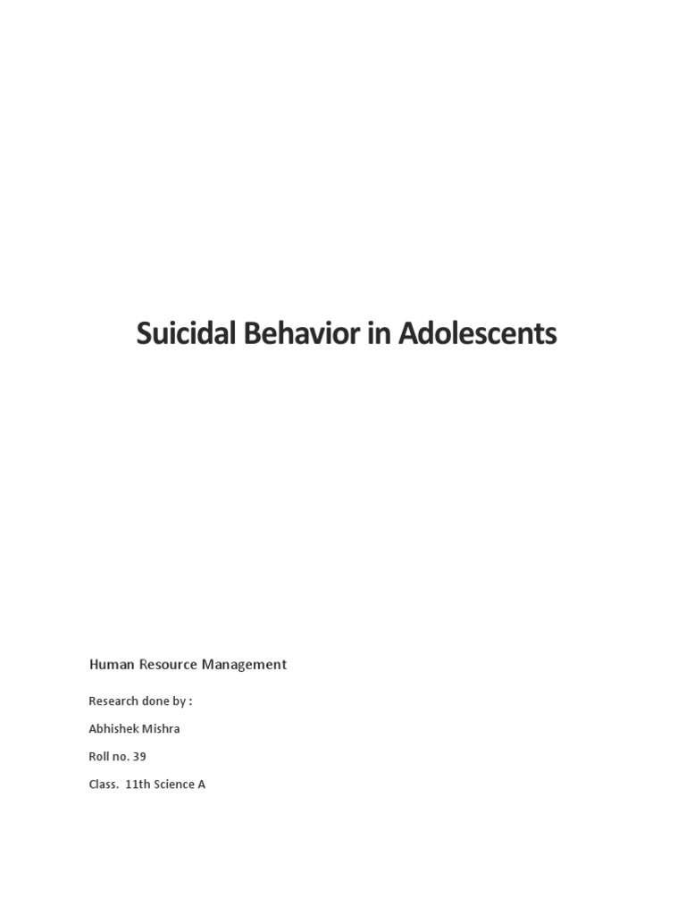 Adolescent Suicide: Causes and Prevention | PDF | Suicide | Mental Disorder
