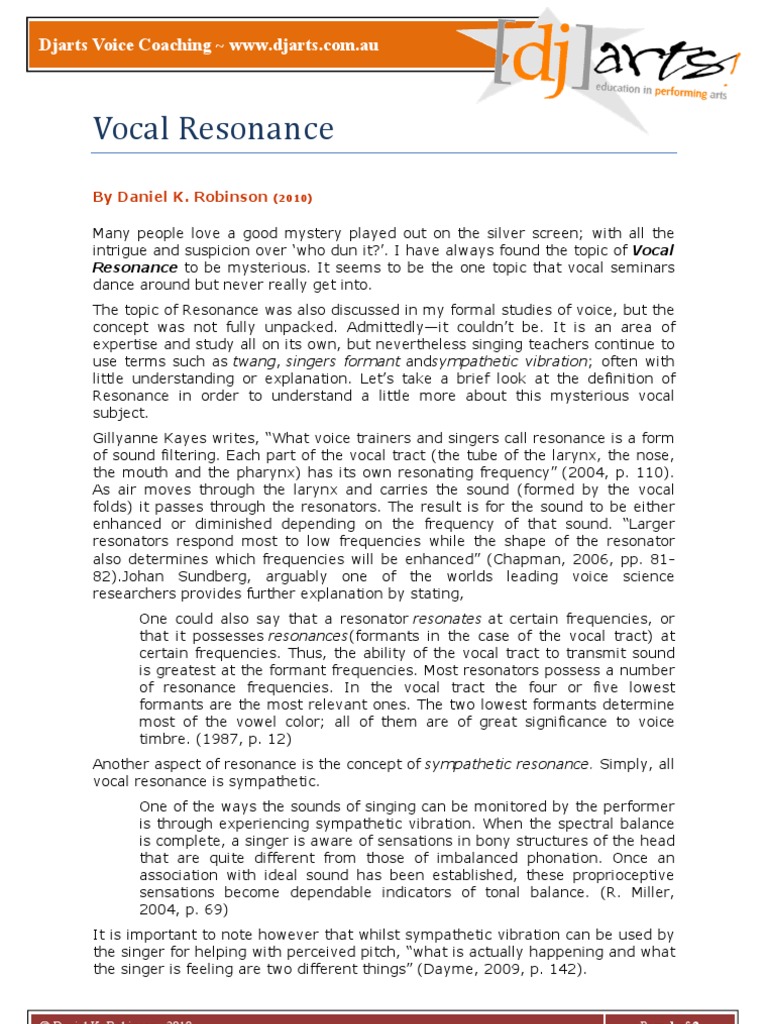 Vocal Resonance Singing Otorhinolaryngology