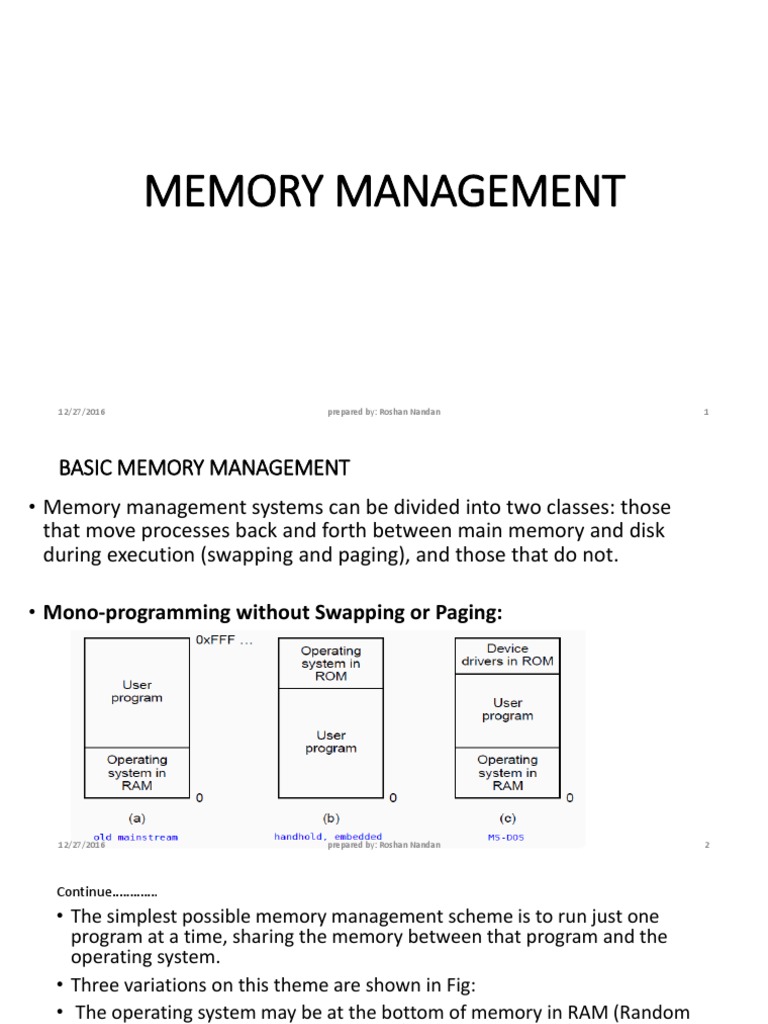 Memory Managements | PDF | Office Equipment | Computer Memory