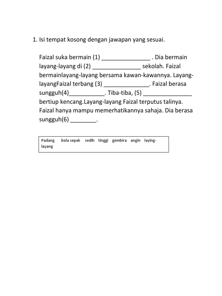 Isi Tempat Kosong Dengan Jawapan Yang Sesuai Pdf