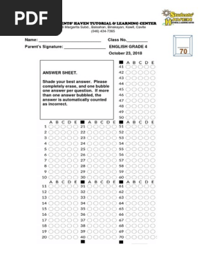 Bubble Answer Sheet