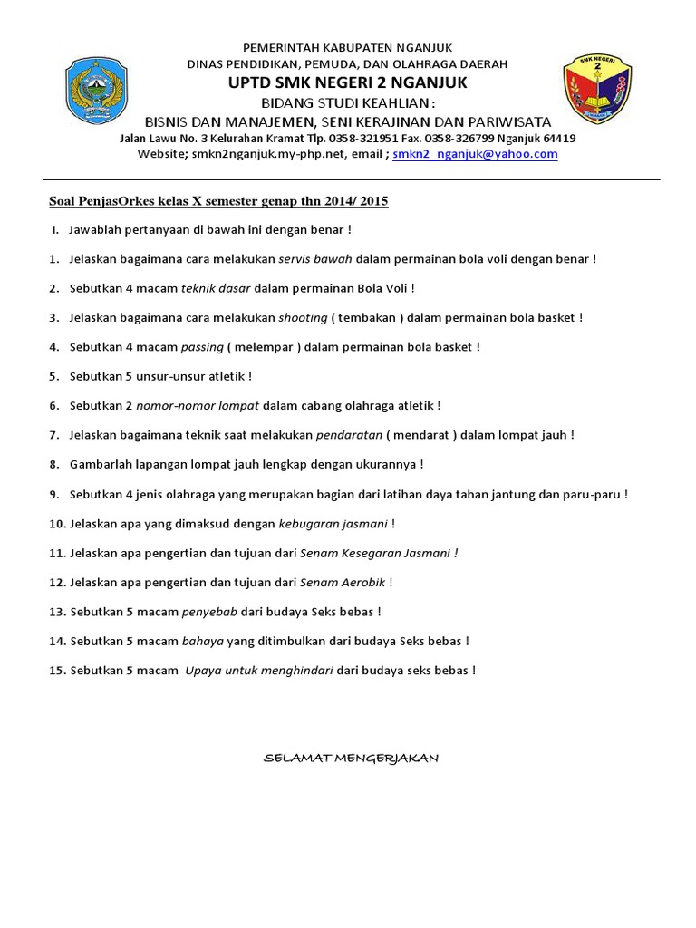 Soal Penjasorkes X Dan Xi Docx