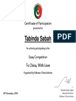 Tabinda Sabah: Certificate of Participation