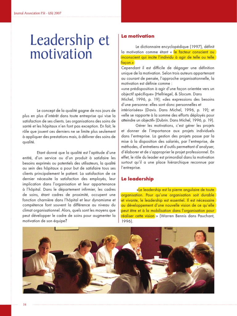 Leadership et Motivation en Santé | PDF | Motivation | Motivant