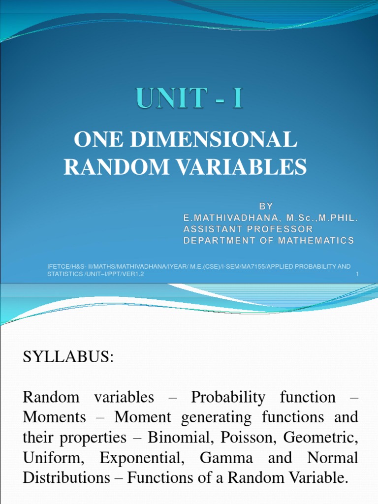 M E Maths Probability Distribution Random Variable