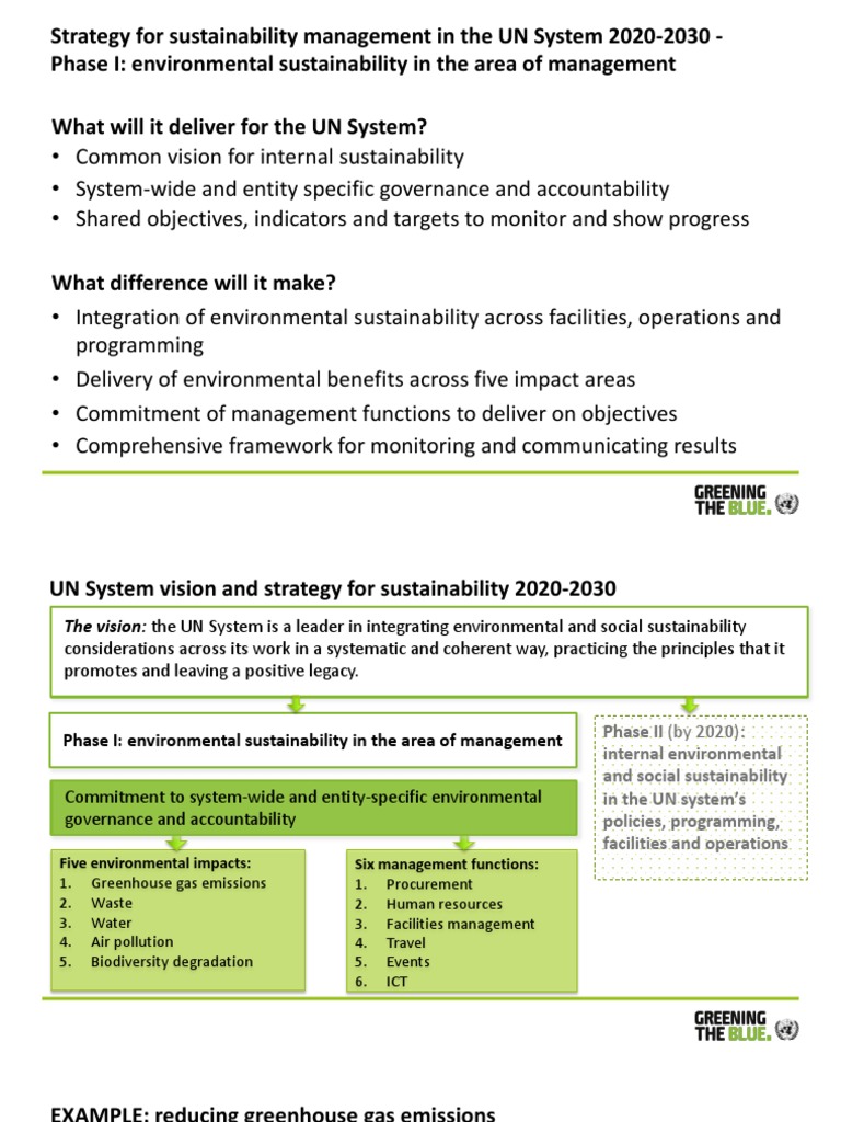 UN Sustainability Management Strategy 2020-2030 | PDF | Greenhouse Gas ...