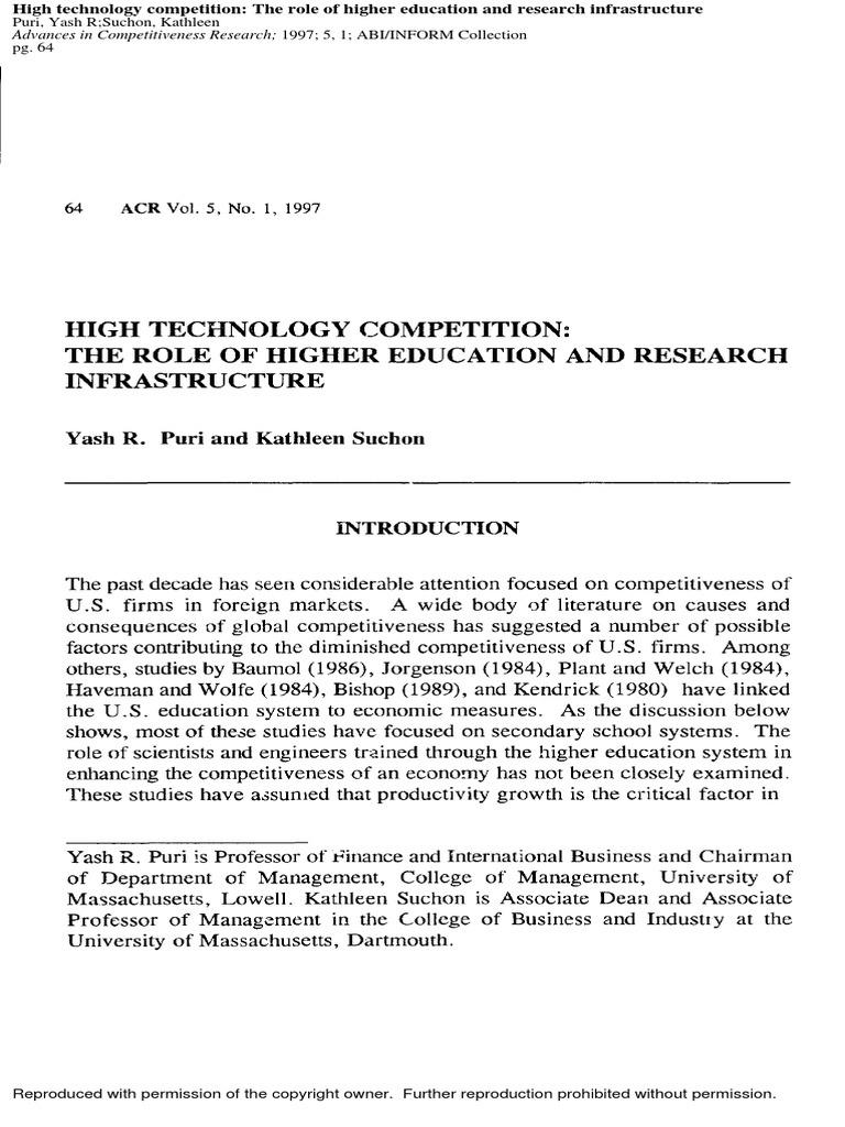 Advances in Competitiveness Research 1997 5, 1 ABI/INFORM Collection | PDF
