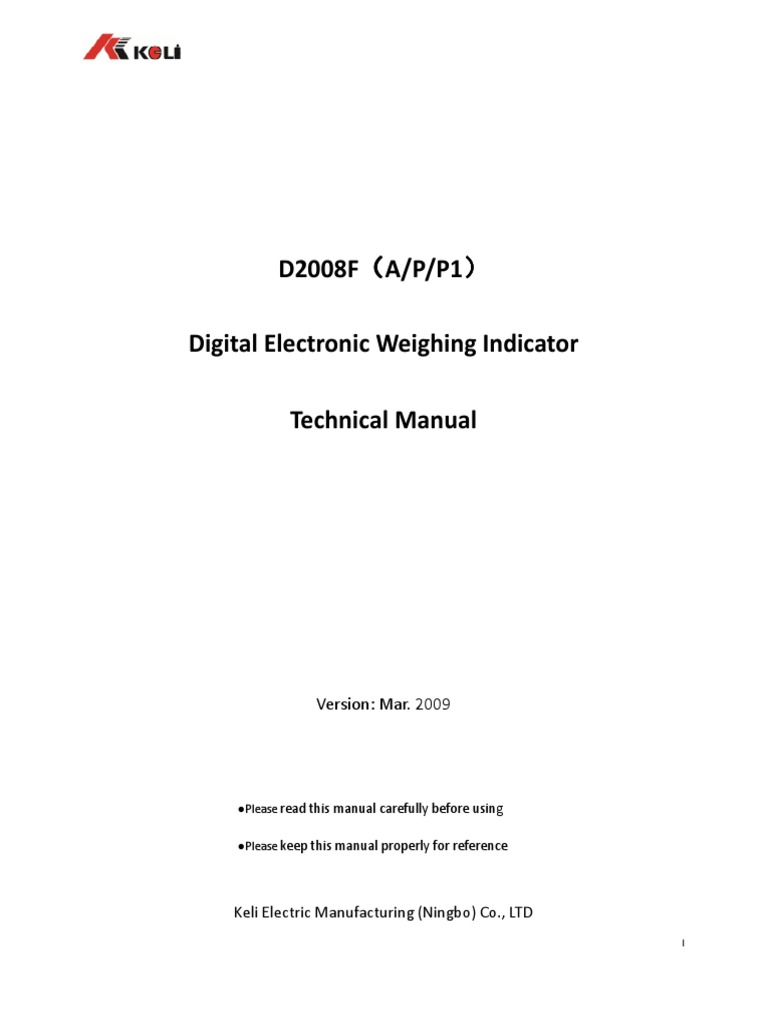 D2008F Digital Weighing Indicator Manual | PDF | Calibration | Data ...