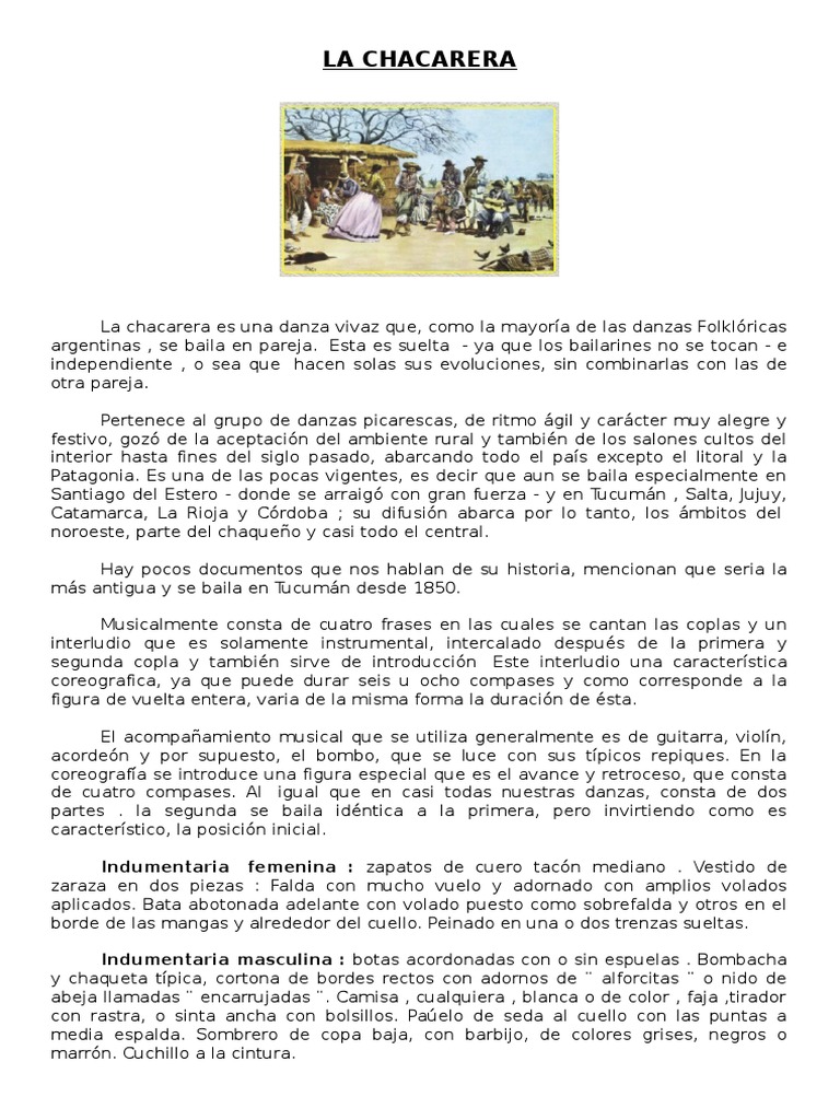 Historia y características de la chacarera | PDF | Las artes escénicas ...