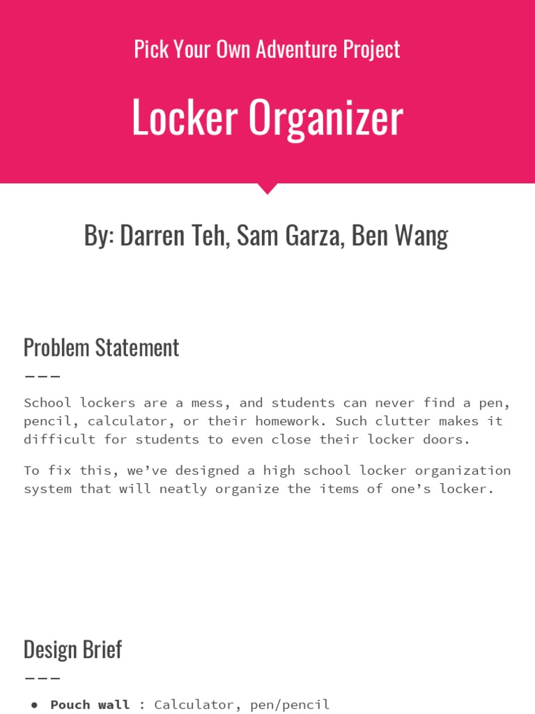 High School Locker Organization System | PDF