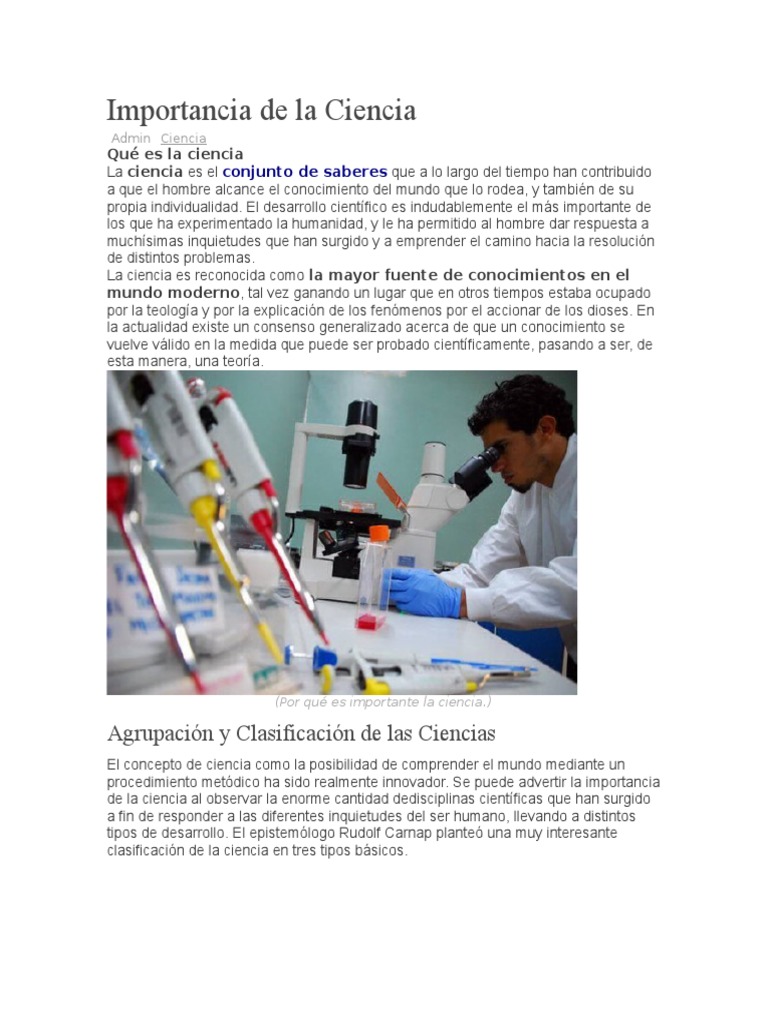 Importancia de la Ciencia en la Humanidad | PDF | Ciencias Naturales ...