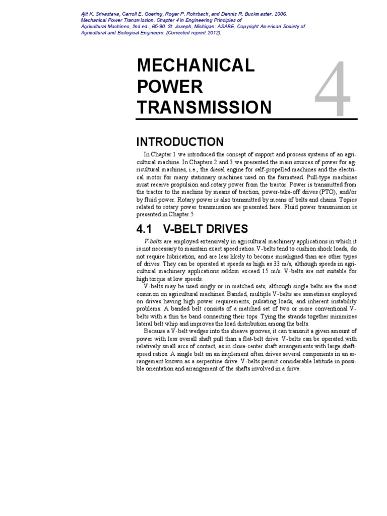 Mechanical Power Transmission Pdf Belt Mechanical Tractor