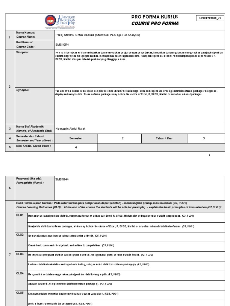 k00721 - 20181113114048 - Proforma Statistical Package For Analysis | PDF
