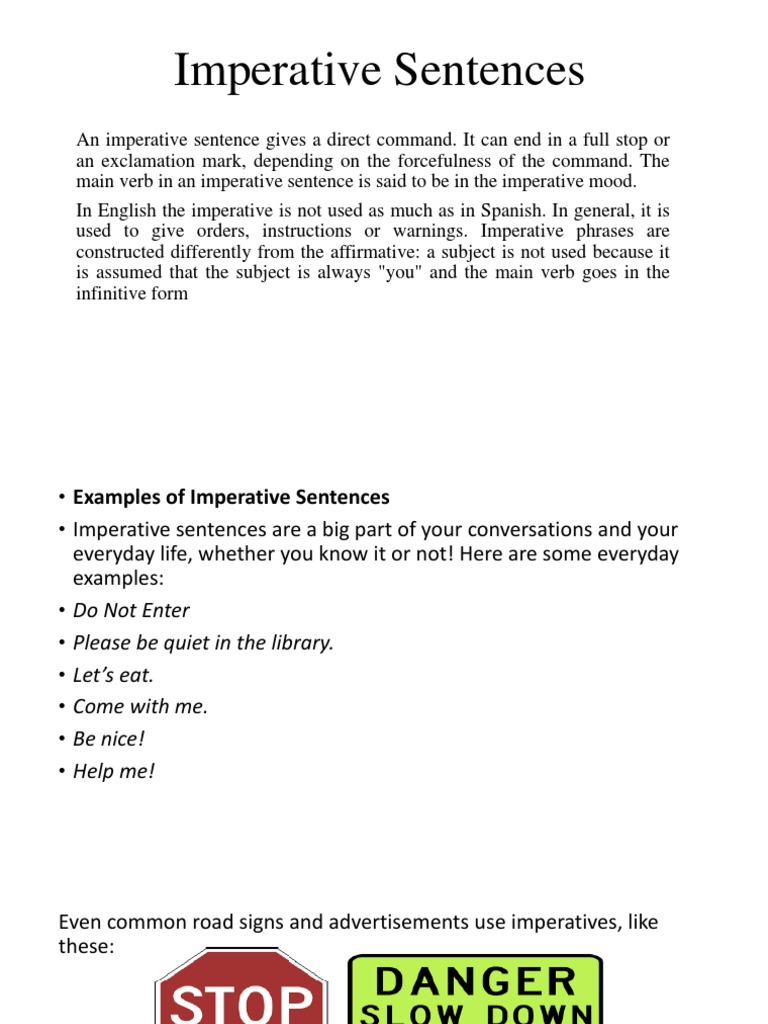 Imperative Sentences | PDF