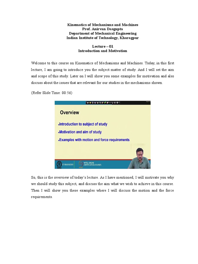 Kinematics of Mechanisms Course Intro | PDF | Machines | Kinematics