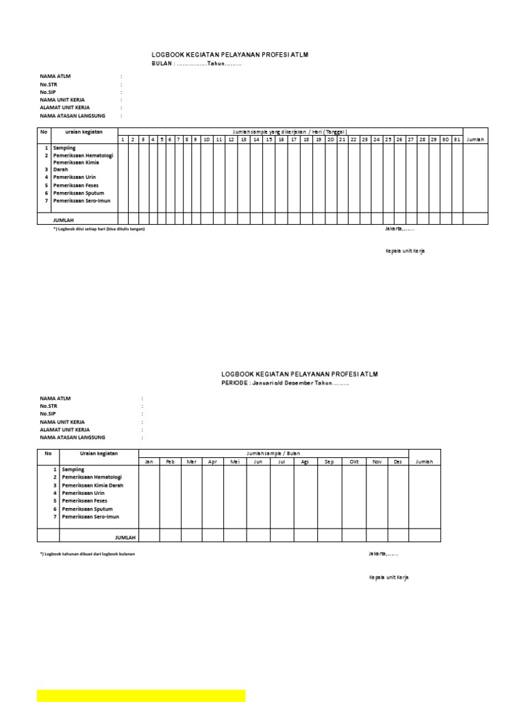 Logbook Activities PDF