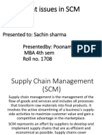 Recent Issues in SCM: Presented To: Sachin Sharma Presentedby: Poonamdhiman Mba 4Th Sem Roll No. 1708