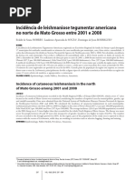 Incidência de Leishmaniose Tegumentar Americana