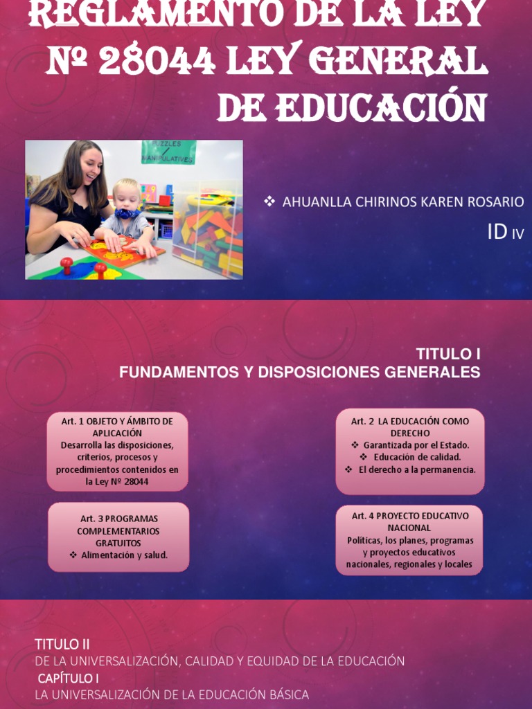 Reglamento Ley General de Educación 28044 | PDF