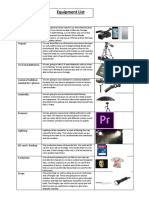 Equipment List