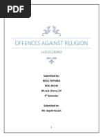 Offences Against Religion: Law of Crimes