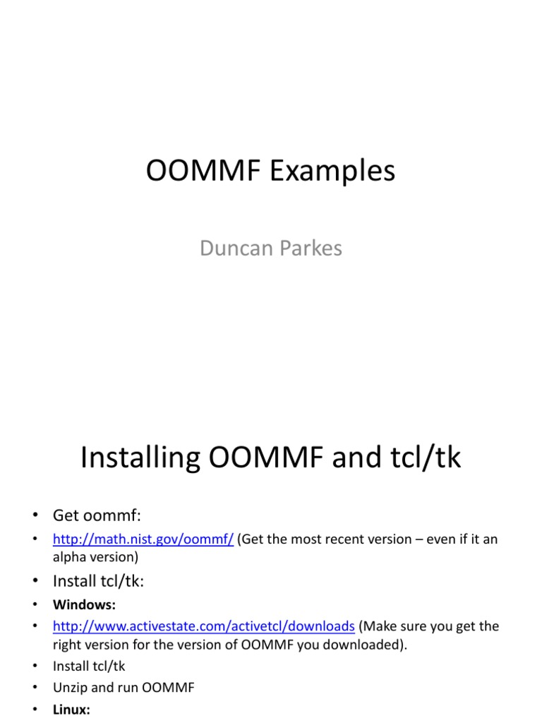 An Introduction to Micromagnetic Modeling Using OOMMF: Examples ...