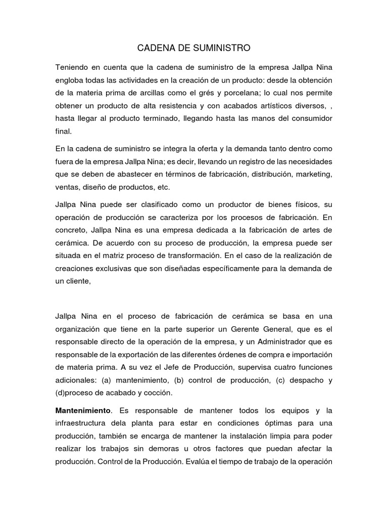 Cadena de Suministro | PDF | Calidad (comercial) | Producto (Negocio)