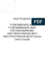 Acer Projector P1287/M416/PE-X45 P1387W/M426/PE-W45 P5515/N156/PN-805 H6517BD/E145D/HE-801J H6517ST/E145S/HE-801ST Series User's Guide