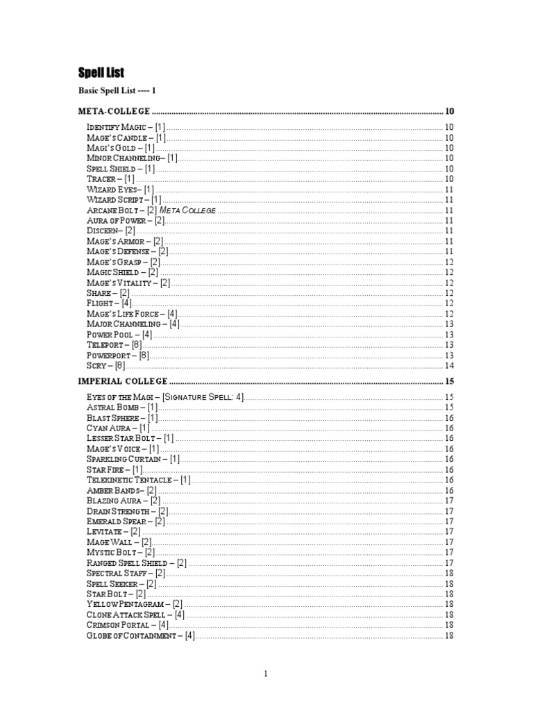Comprehensive Spell List Guide | PDF | Necromancy