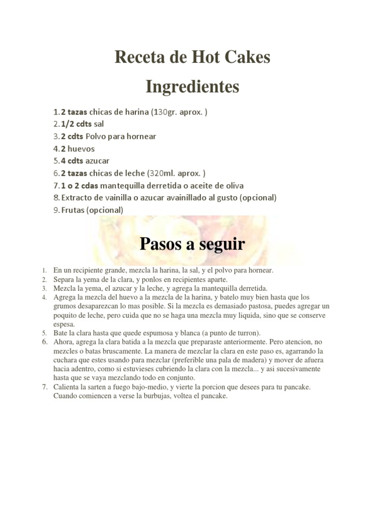 Receta de Hot Cakes Pronto | PDF