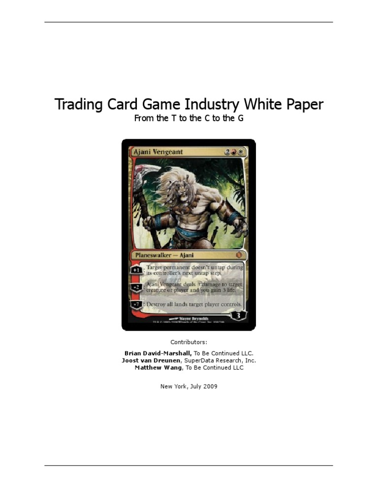 Trading Card Game Industry White Paper Fromthettothectotheg Download