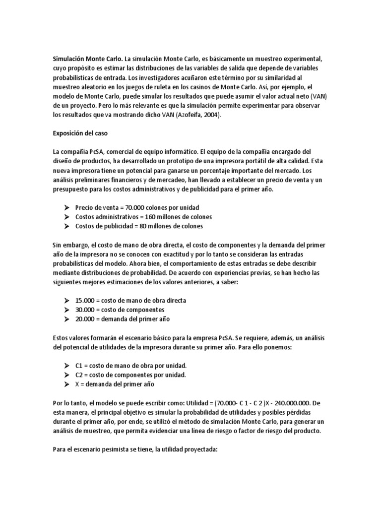 Simulación Gerencial Caso Monte Carlo | PDF | Simulación | Publicidad
