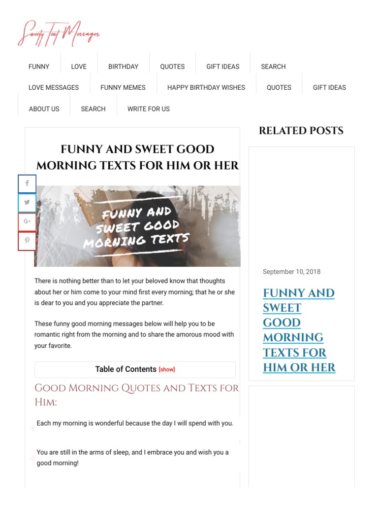 Sweet and Funny Good Morning Texts | PDF | Love