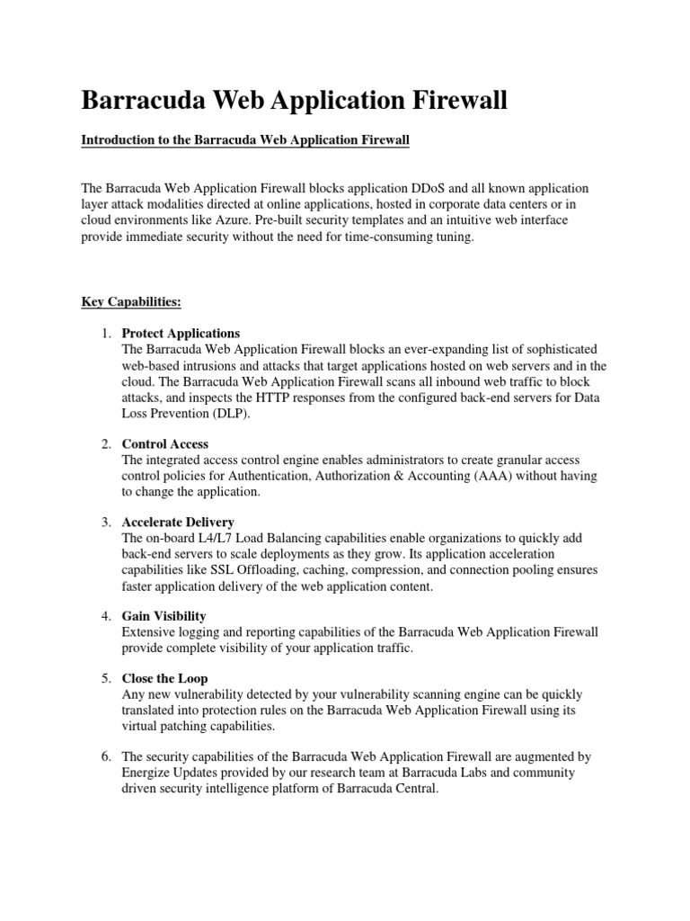 Barracuda Web Application Firewall Overview | PDF | Http Cookie | World ...
