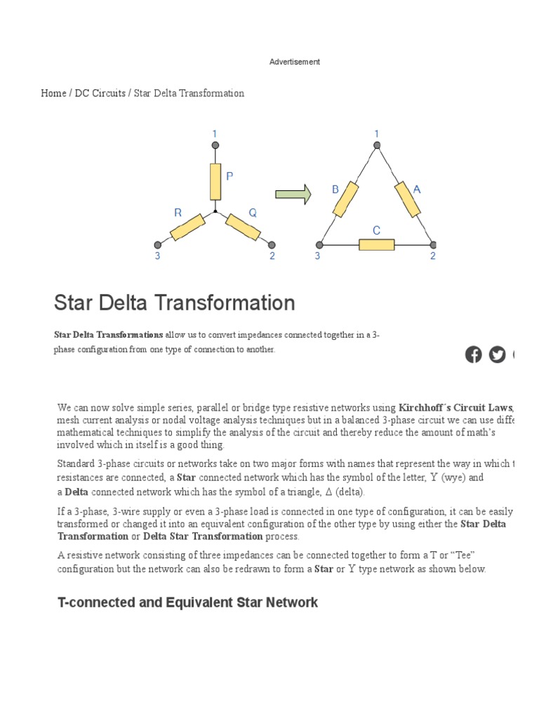 Star Delta Transformation And Delta Star Transformation Pdf
