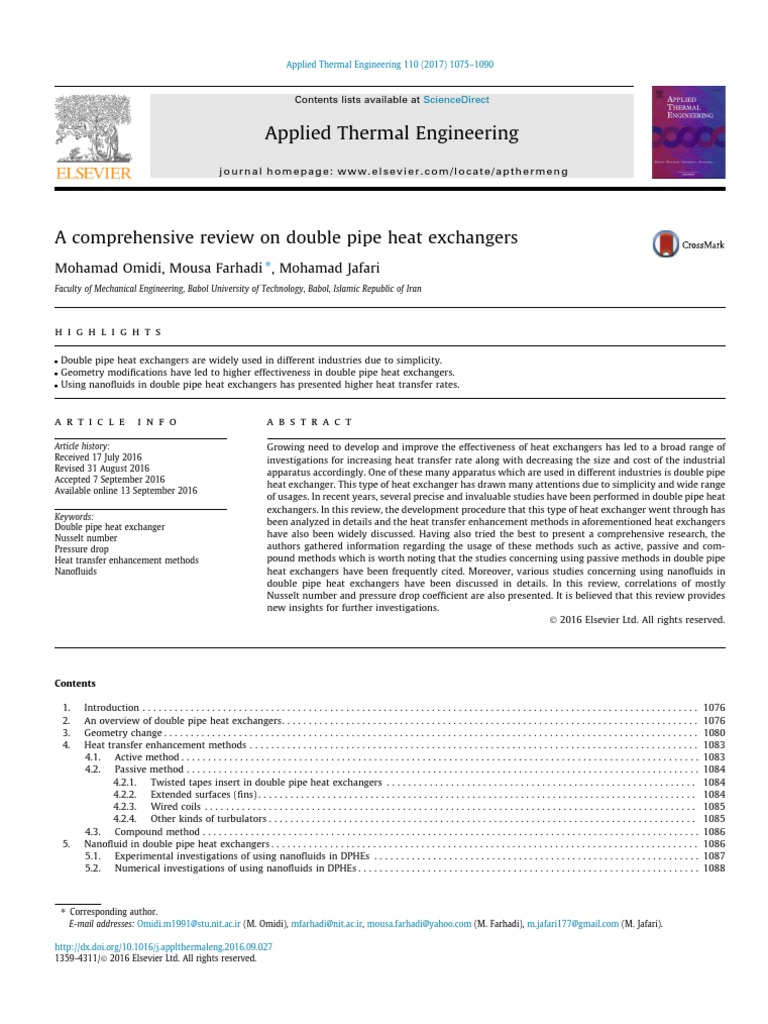 Enhancements in Double Pipe Heat Exchangers | PDF | Heat Transfer ...