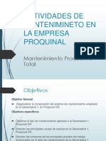 Actividades de Mantenimineto en La Empresa Proquinal: Mantenimiento Productivo Total