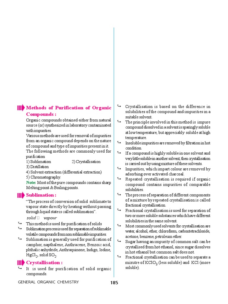 Purification Methods for Organic Compounds | PDF | Chromatography ...