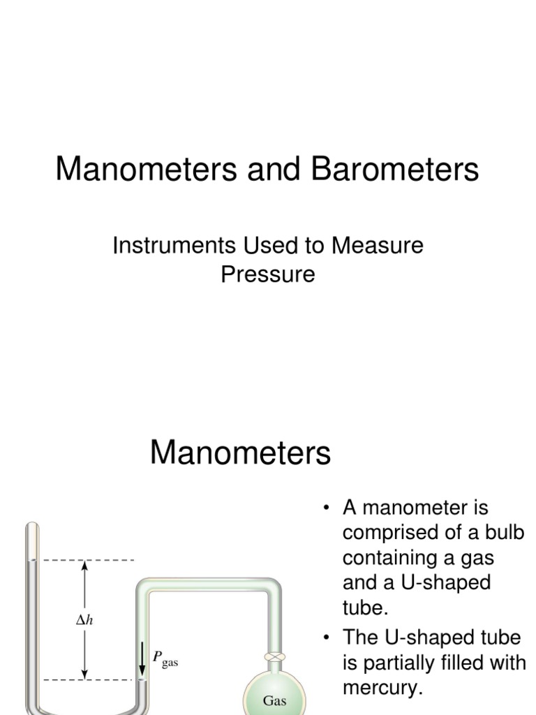 Manometers and Barometers Instruments Used To Measure Pressure PDF