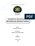 Informe de Investigación Sobre Materiales Refractarios