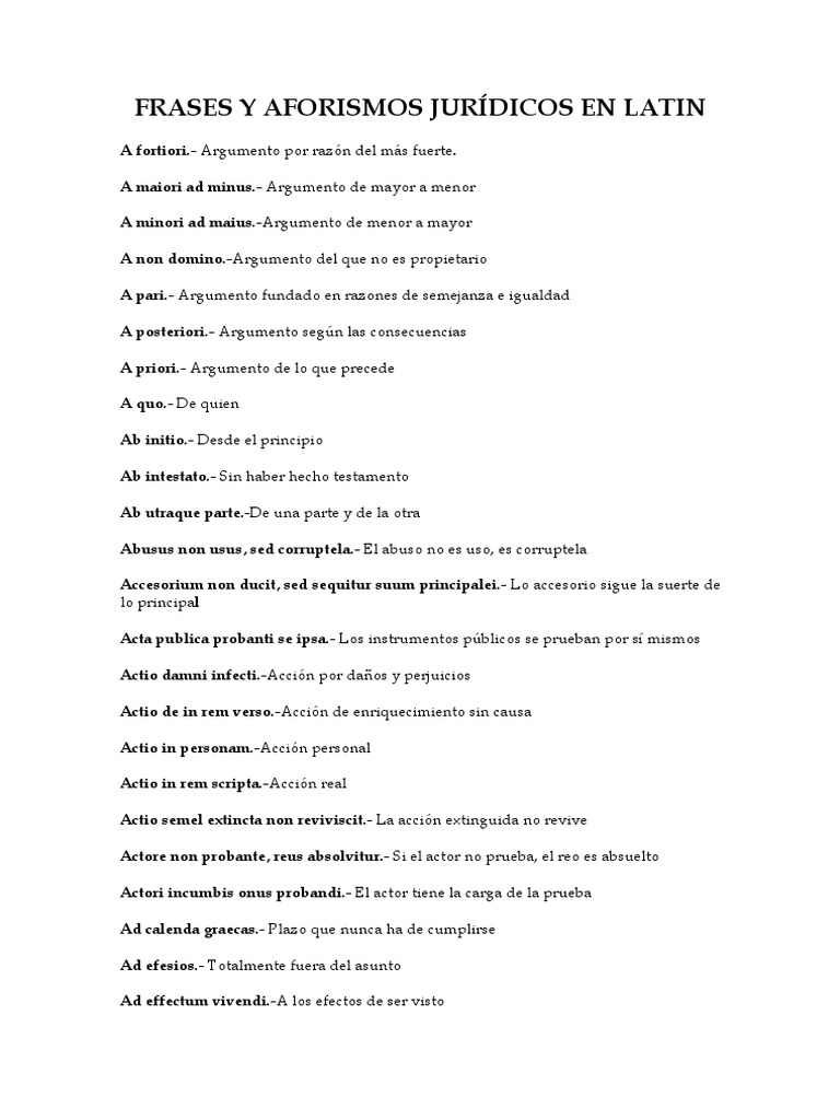 Frases y aforismos jurídicos en latín Una guía concisa de conceptos y