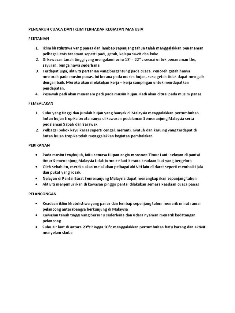 Pengaruh Cuaca Dan Iklim Terhadap Kegiatan Manusia  PDF