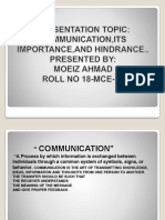 Communication and Its Hindrance