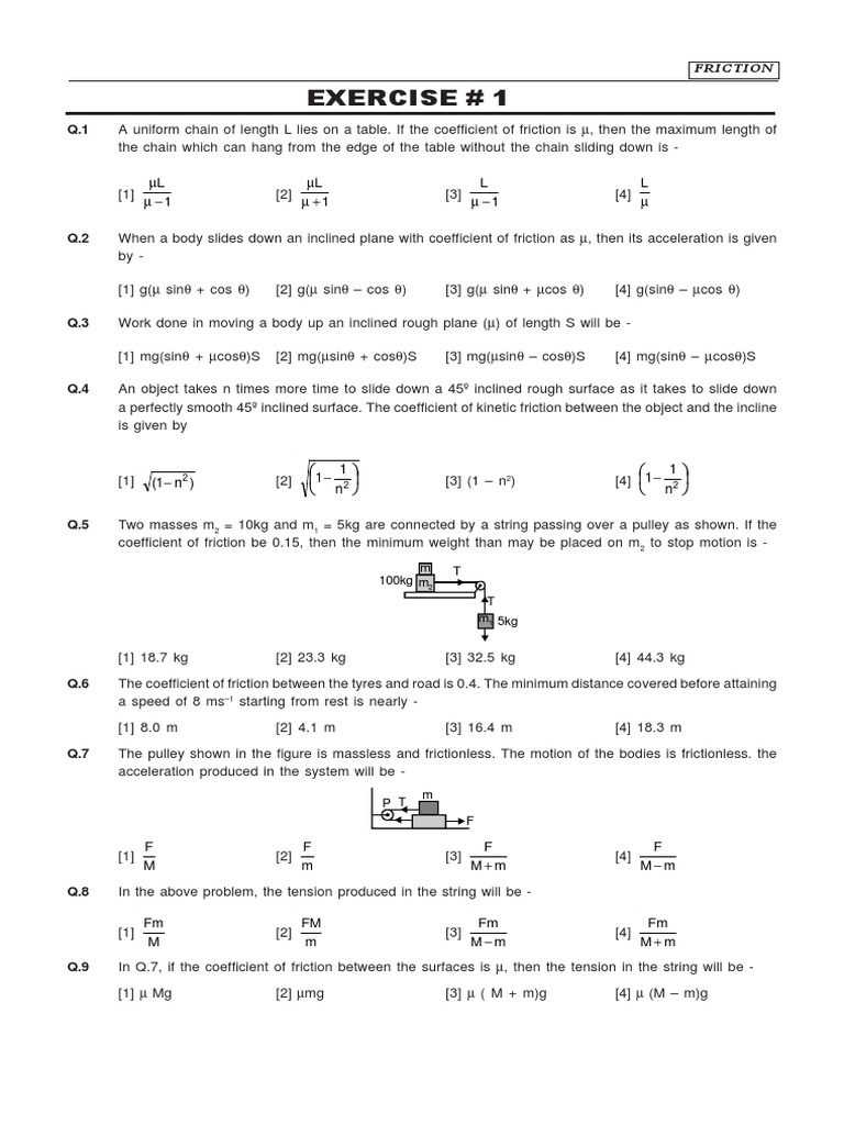 Exercise # 1: 1 L 1 L 1 L L | PDF | Tension (Physics) | Friction