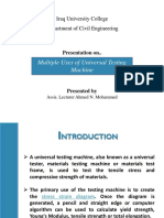 Multiple Uses of Universal Testing Machine: Iraq University College Department of Civil Engineering